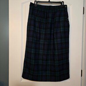 Vintage Woolrich Green/Blue Plaid Tartan Wool Blend Lined Skirt Size 12